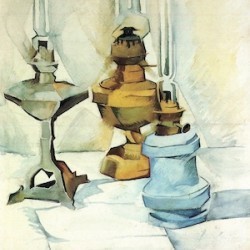 Still life with three lamps by Juan Gris